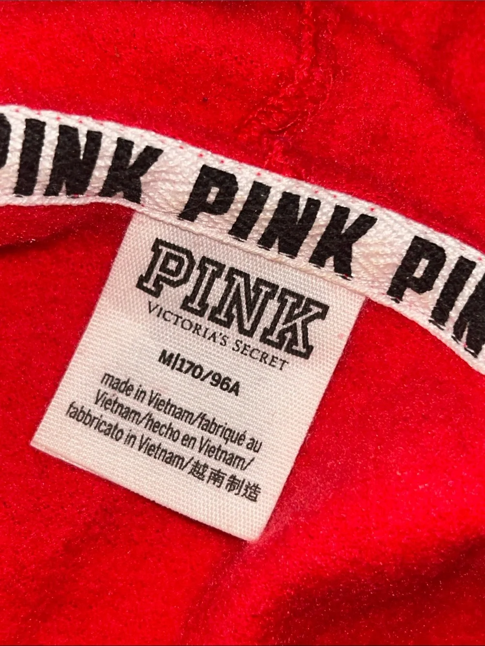 Victoria's Secret Pink Bling Campus Tunic Hoodie Neon Candy Coral Silver M - Picture 8 of 8